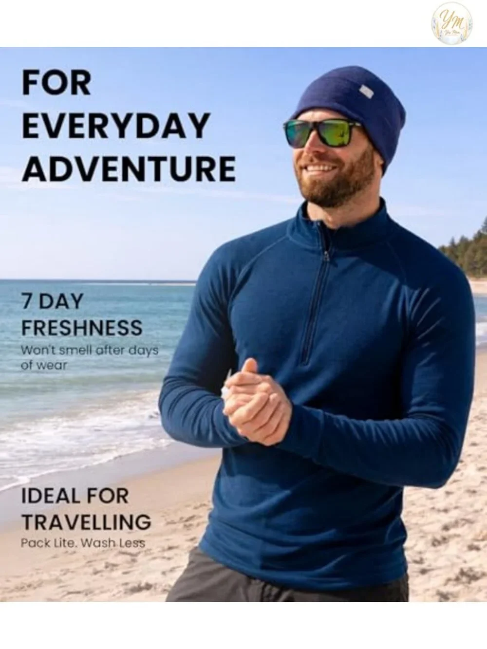 100% Merino Wool Half Zip Sweater Men - Quarter Zip Thermal Base Layer